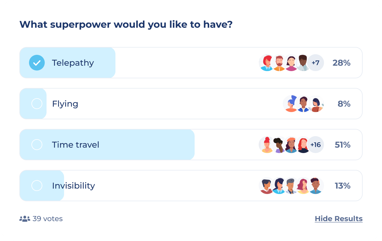 Example of a Polls section in the Dory app